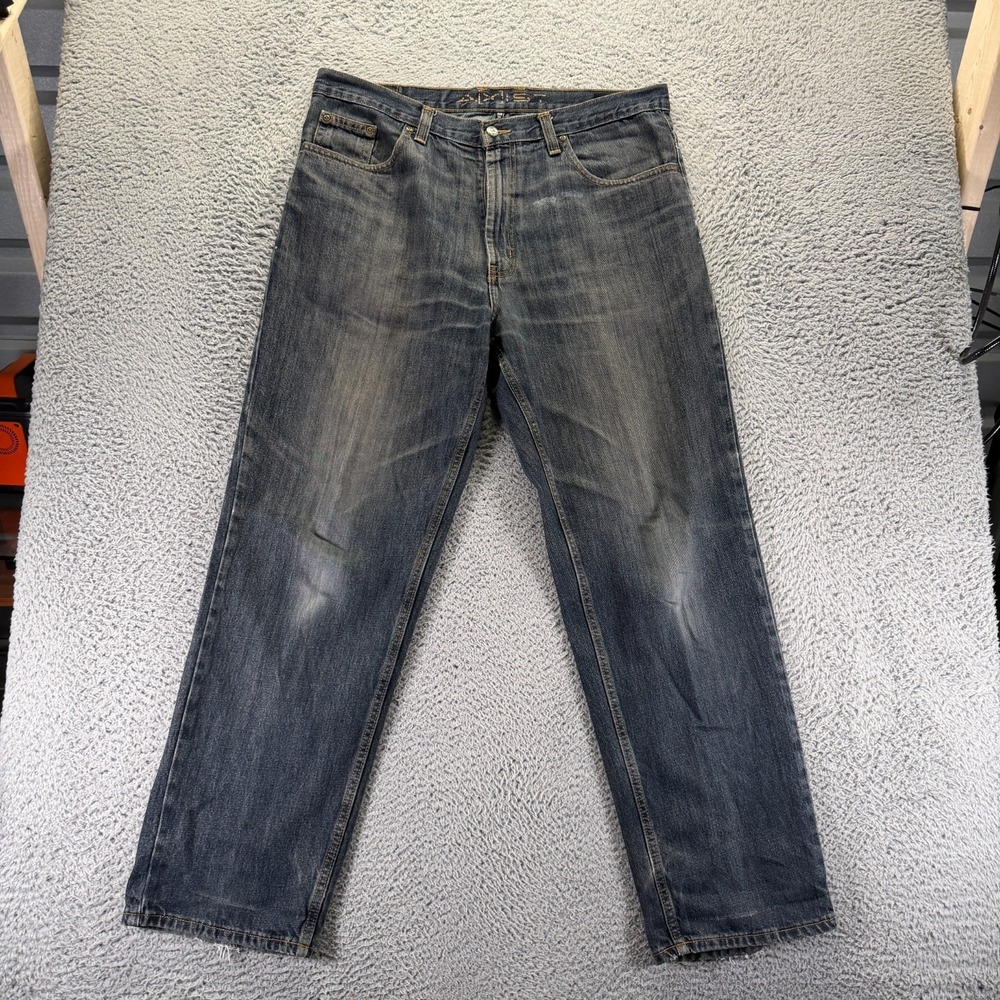 Axist Jeans Mens 38x32 Blue Cotton Denim Straight Relaxed Faded Travel Workwear